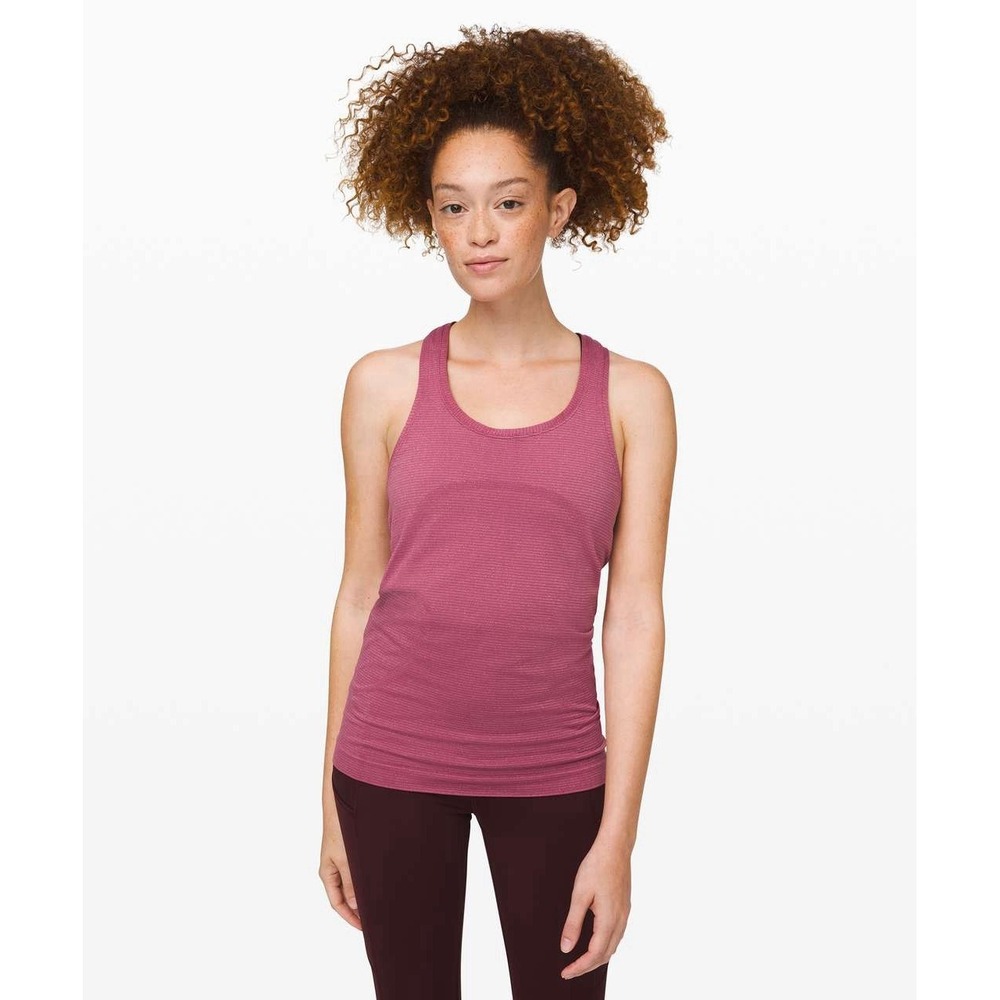 Lululemon Swiftly Speed Racerback *Shine Moss Rose/White/Silver Size 6 Yoga